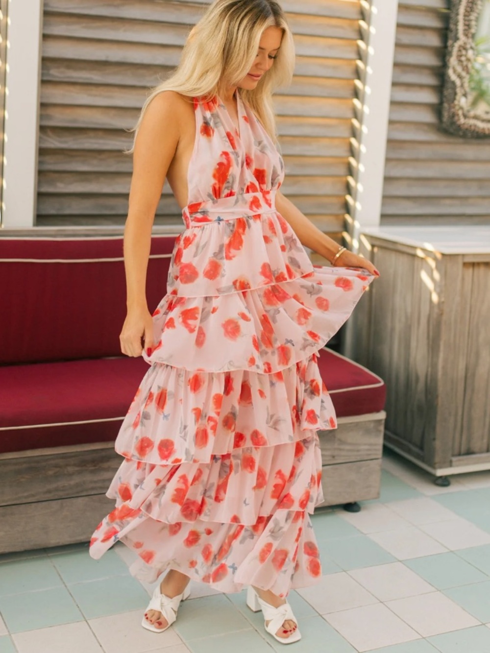 Vestique Pink Roses Maxi Dress
